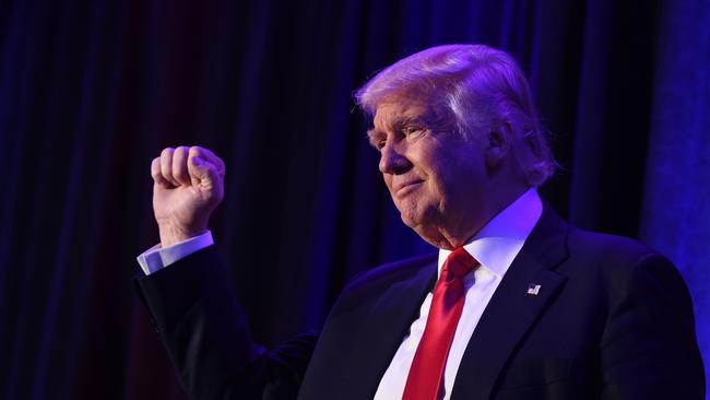 US President-elect Donald Trump arrives at the New York Hilton Midtown in New York. Picture: Saul Loeb/AFP