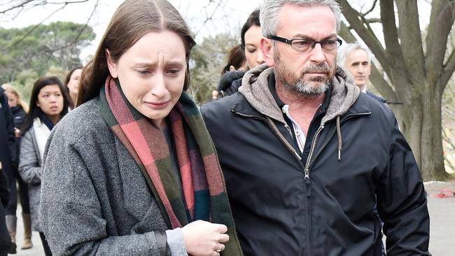 Borce Ristevski and daughter Sarah in 2016, after he was asked whether he killed his wife. Picture: AAP