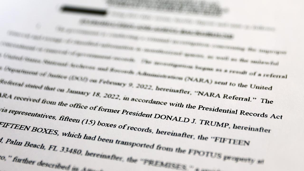 A page from the DOJ’s court filing. Picture: Mario Tama/Getty Images