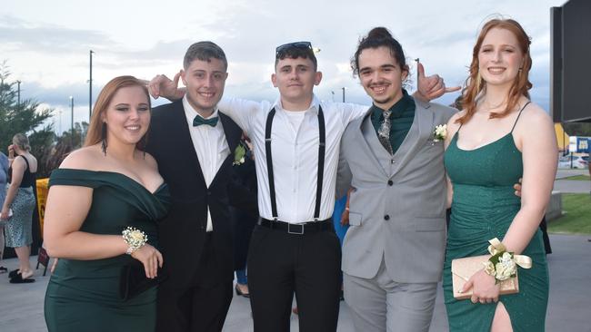 Demi Krause, Ryan Meech, Brock Knight, Kiernan Green, and Imogen Crowell at the 2021 Bundamba State Secondary College year 12 formal, Ipswich Turf Club 17th of November 2021. Picture: Jessica Baker