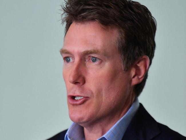 Attorney-General Christian Porter at a press conference at Parliament House in Canberra, Sunday, April 5, 2020. (AAP Image/Mick Tsikas) NO ARCHIVING
