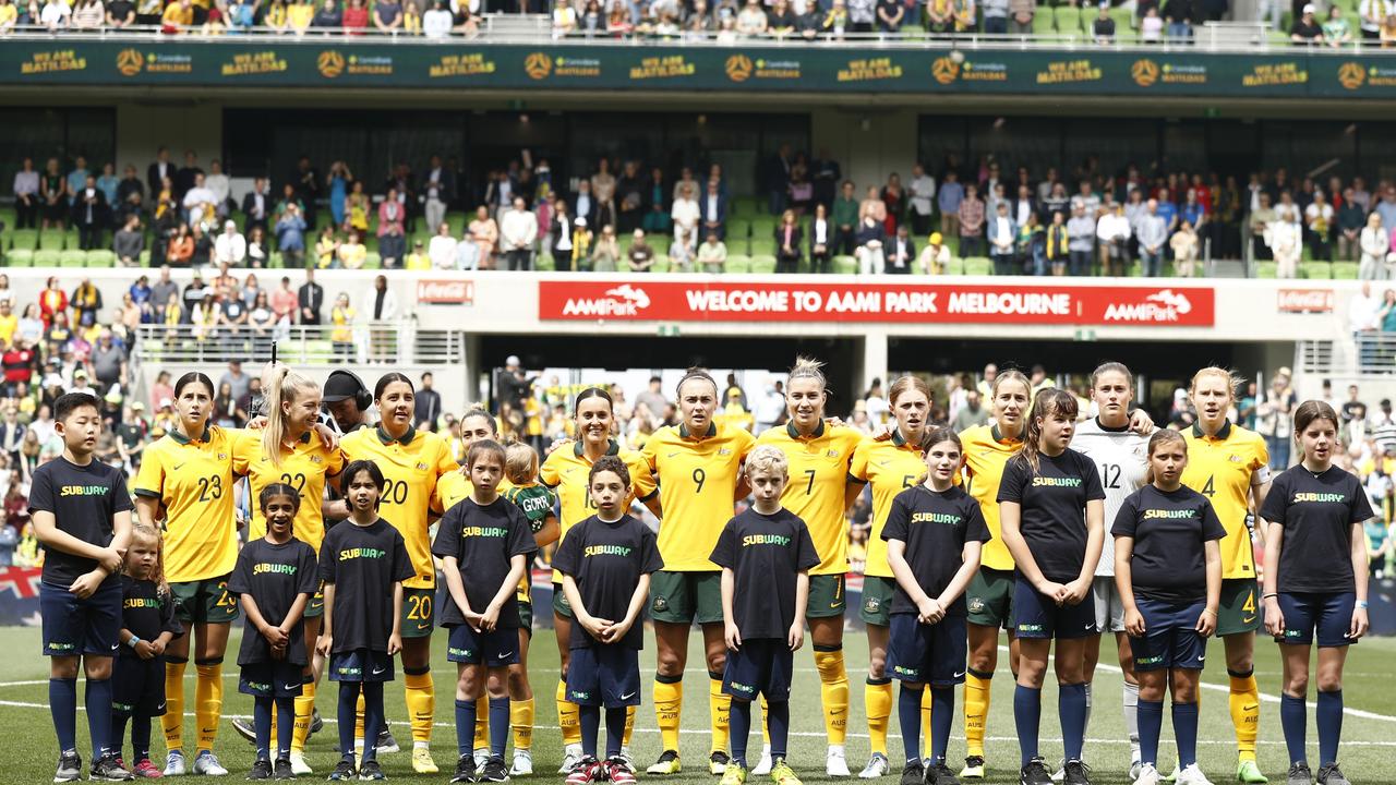 The Matildas will line up against Thailand on Tuesday night. Picture: Darrian Traynor/Getty Images