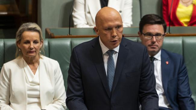 Peter Dutton in question time in Canberra. Picture: Martin Ollman