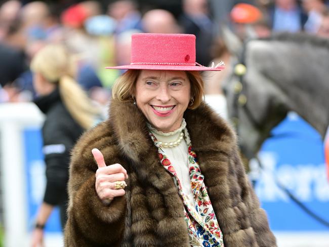 MELBOURNE, AUSTRALIA - OCTOBER 14: Trainer Gai Waterhouse poses after Military Mission won Race 3, the Neds Herbert Power Stakes, during Melbourne Racing at Caulfield Racecourse on October 14, 2023 in Melbourne, Australia. (Photo by Vince Caligiuri/Getty Images)