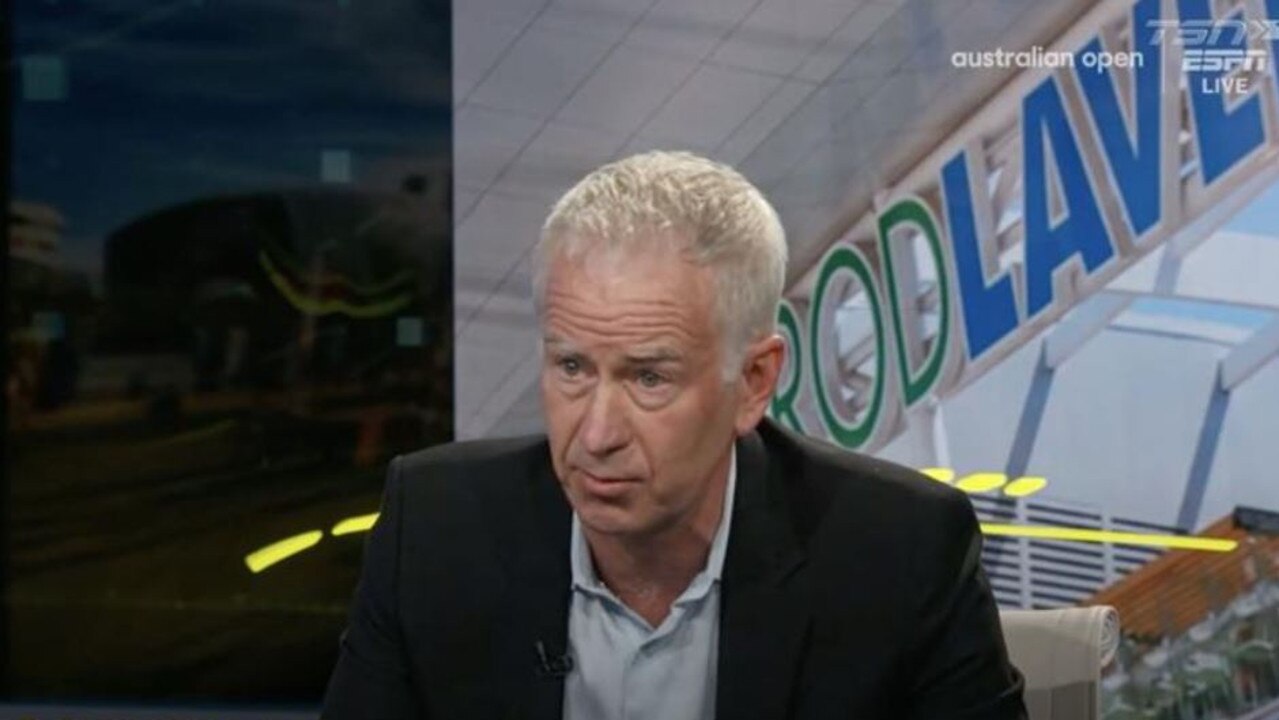 John McEnroe unloaded in a bizarre defence of Novak Djokovic. Picture: ESPN