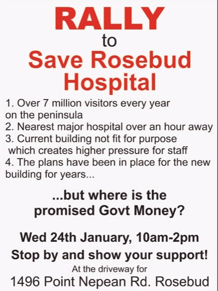 A rally is being held on Wednesday for Rosebud Hospital. Picture: supplied