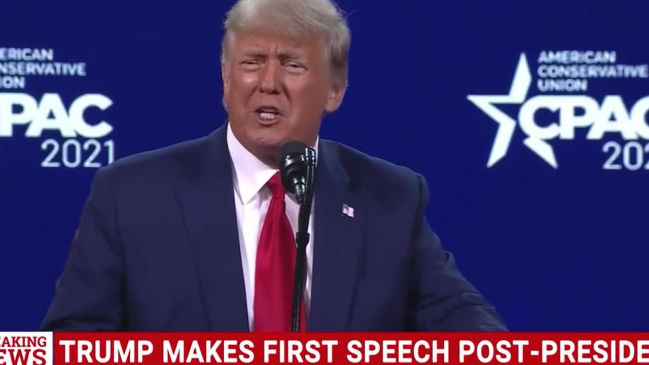 Mr Trump speaking at CPAC today. Picture: Sky News