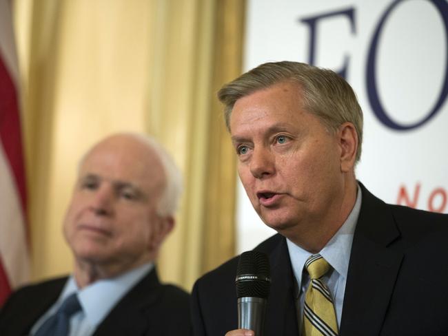 Senator John McCain (left) and Republican presidential candidate Lindsey Graham. Picture: AP