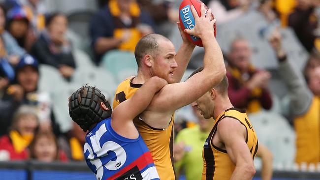 Hawk spearhead Jarryd Roughead stood tall. Picture: Michael Klein