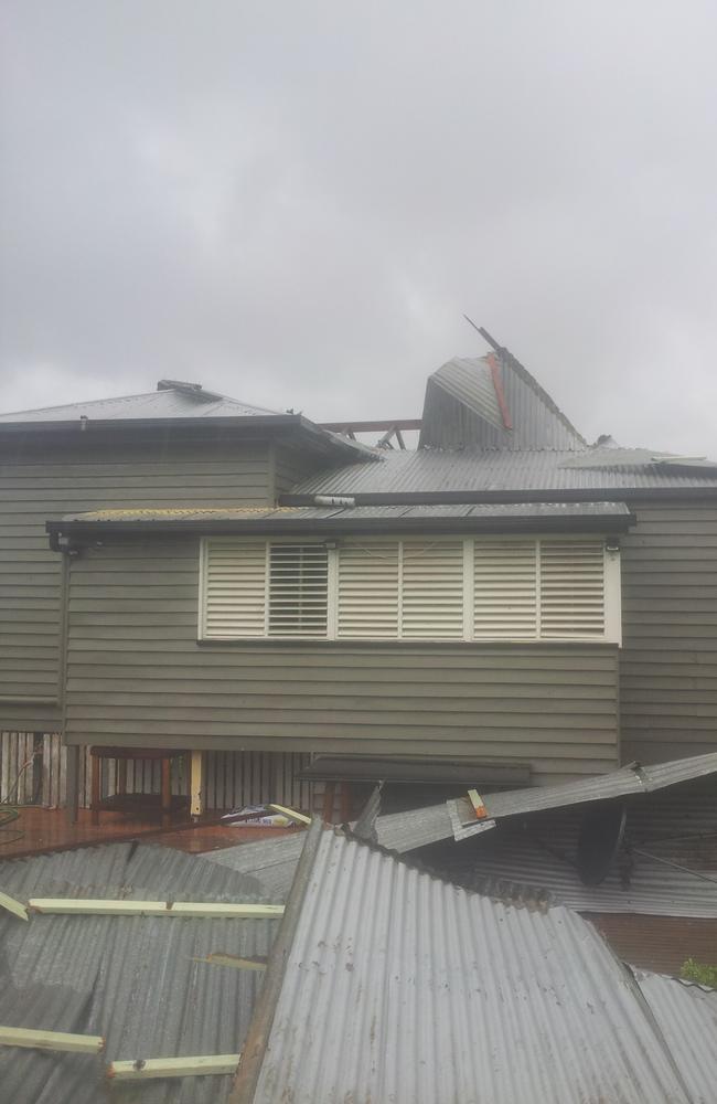 Damage at the Miller’s house on Bowen Street, The Range, after Severe Tropical Cyclone Marcia in 2015. Picture: Contributed