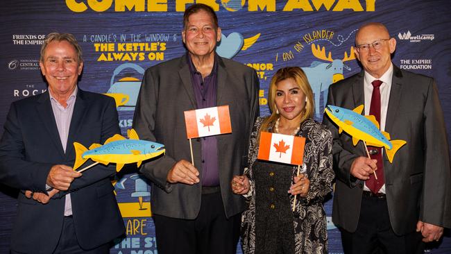 At the opening night function for The Empire's Come From Away are (from left) Greg Robins, Sid Nell, Anna Barrow and Duncan Richardson at The Rock, Friday, March 14, 2025. Picture: Hey Media