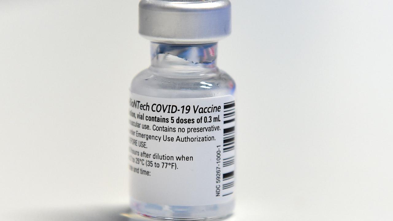 A Pfizer-BioNTech COVID-19 vaccine against the novel coronavirus is pictured at the vaccination center in Freising, southern Germany, on February 2, 2021. (Photo by Christof STACHE / AFP)