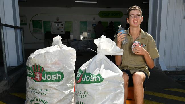 Joshua Gaw, at the Garbutt depot, has partnered with Return-In Australia. Picture: Evan Morgan