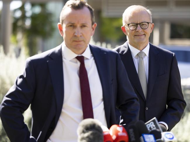 Federal Labor leader Anthony Albanese and WA Premier Mark McGowan were both recently struck down with Covid-19 but will appear at the party’s election campaign launch this weekend. Picture: Matt Jelonek/Getty Images