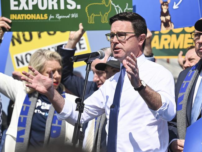 CANBERRA, Australia - NewsWire Photos - September 10, 2024: Leader of the National Party David Littleproud addresses the National Farmers' Federation rally at ParliamentÃÂ House in Canberra. Picture: NewsWire / Martin Ollman