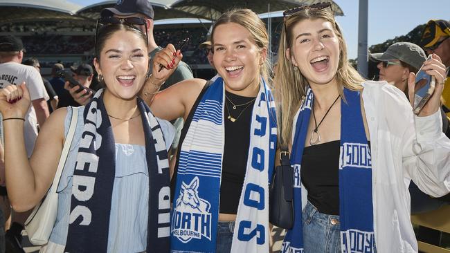 Zoe Maloney, Kirsten Rolt, and Kayla Sanders at the SANFL grand final at Adelaide Oval. Picture: Matt Loxton