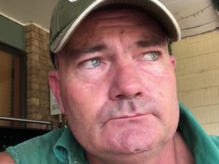 Screenshot of video from Brendan ‘Bumpa’ Farrell announcing the  Burrumbuttock Hay Runners convoy to Winton must be postponed due to coronavirus. Picture: Burrumbuttock Hay Runners/Facebook