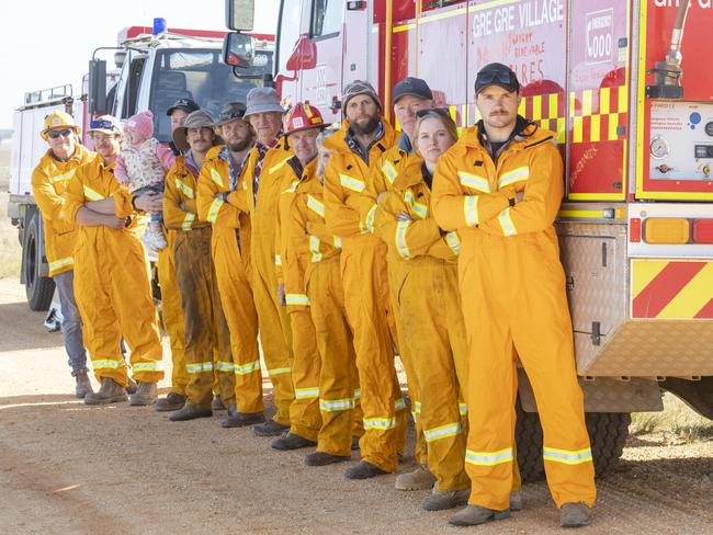 NEWS: CFA ActionCFA members threatening to strike/ not respond to fires under transmission lines in response to the VNI West project and poor consultation.PICTURED: CFA volunteers from various brigades at Gre Gre station Picture: Zoe Phillips