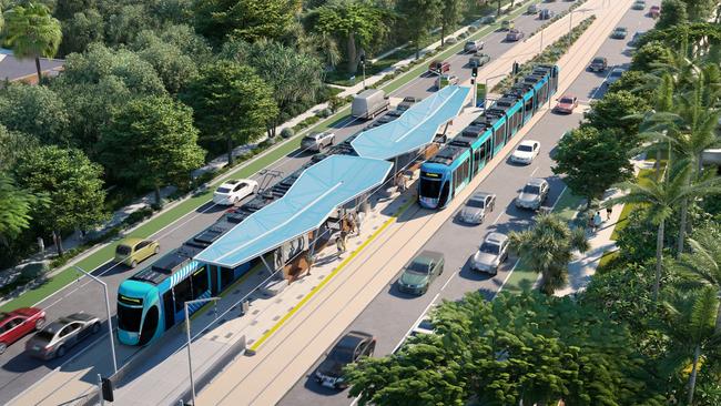 An artist's impression of the proposed light rail.