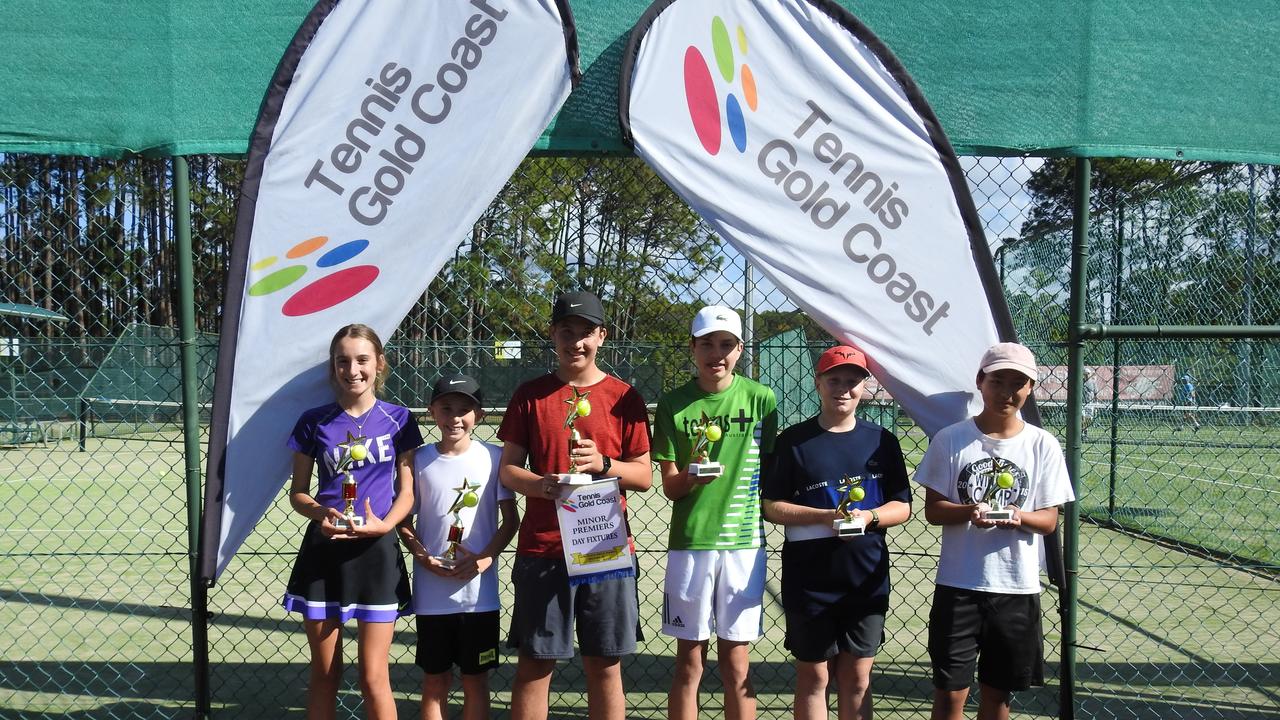 Tennis Gold Coast winners (from left to right): Summer Stevens, Cameron Middleton, Jred Martins, Tyson Brand, Lennox Boles, Mitch Yue. Pic: Supplied.