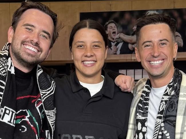 Sam Kerr at the footy with Luke and Scott O'Halloran