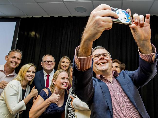 Murray Watt getting a selfie with ALP candidates and members,  Rowan Holzberger, Georgi Leader,  Meaghan Scanlon, Christopher Johnson, Kate Jones MP, Judy Searle,   at the 2017 Queensland Australian Labor Party (ALP) 2017 Campaign Launch at the Gold Coast Convention Centre on the Gold Coast during the Queensland Election campaign on Sunday.   Picture: Jerad Williams