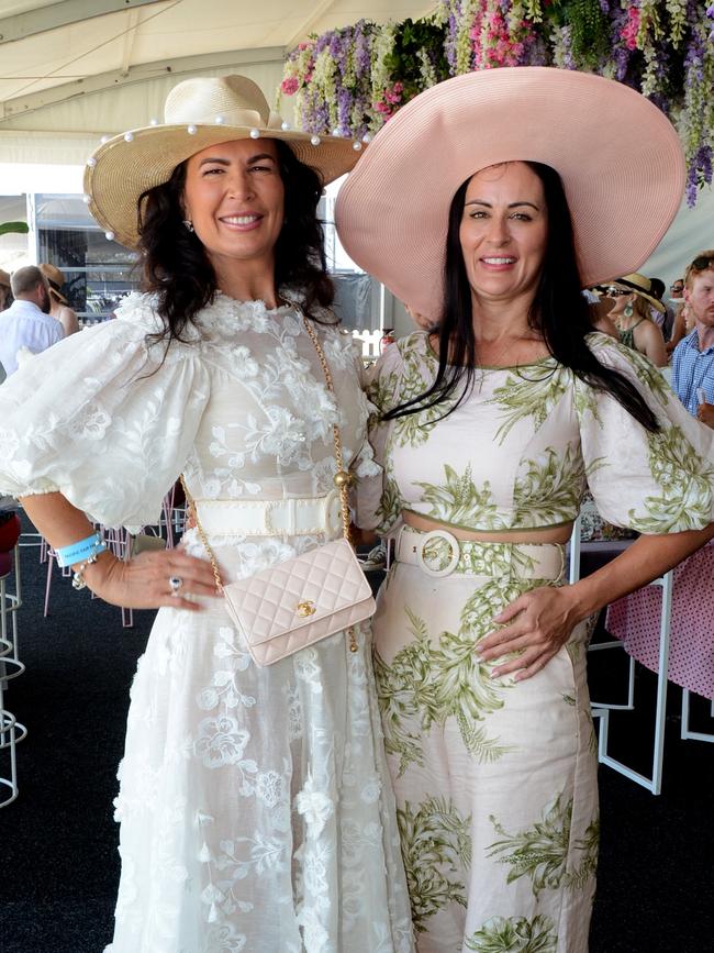 MAGIC MILLIONS 2022: Amanda Smith and Briony Beard at Pacific Fair Magic Millions Polo at Main Beach. Picture: Regina King