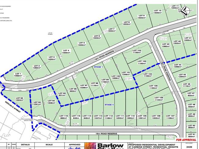 A major housing development has been proposed in Rosenthal Heights, with the development permit yet to be determined by council. Photo: Plans by Barlow Shelley Consulting Engineers