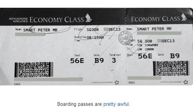 A standard boarding pass. Picture: Peter Smart