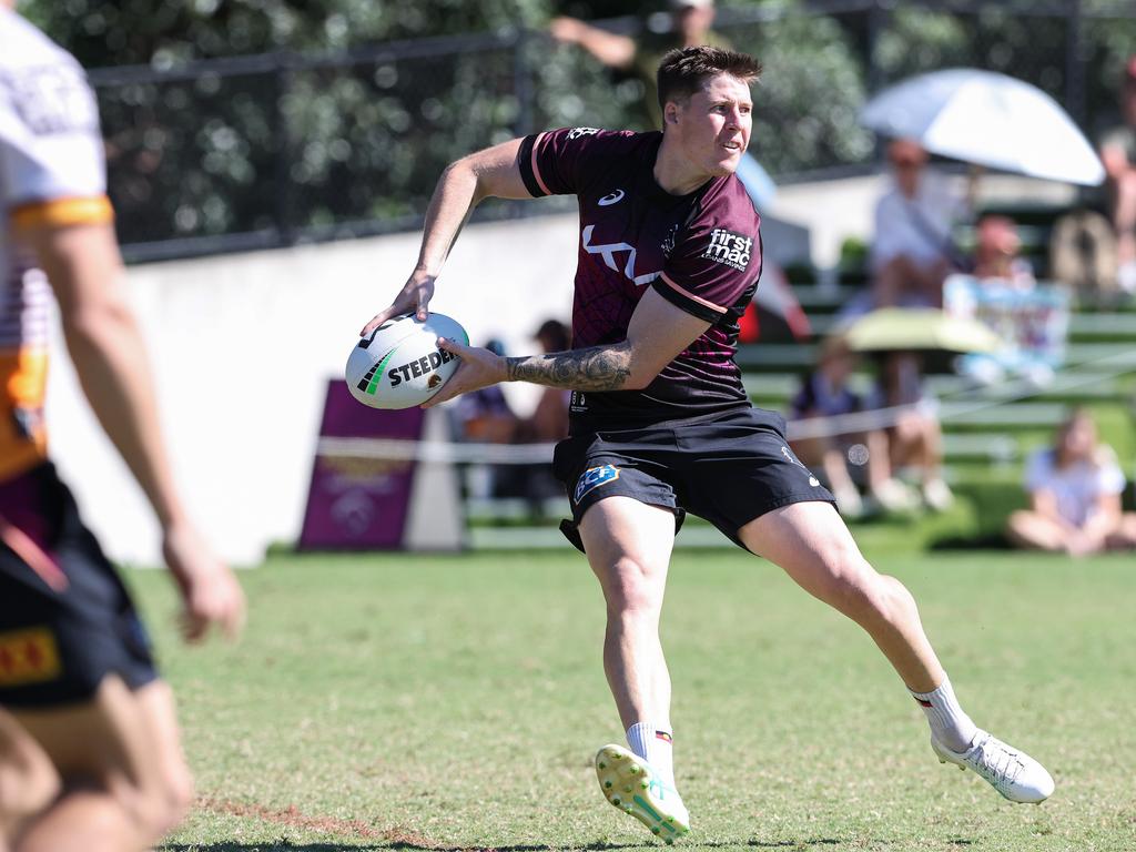 Josh Rogers and the Brisbane Broncos train at Red Hill in Brisbane. Picture: Adam Head