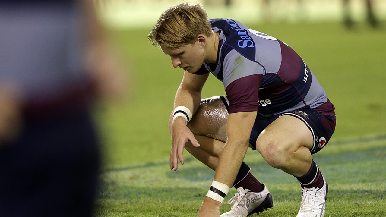 Tate McDermott of Reds reacts at the end of a match against the Jaguares. Picture: Daniel Jayo/Getty Images