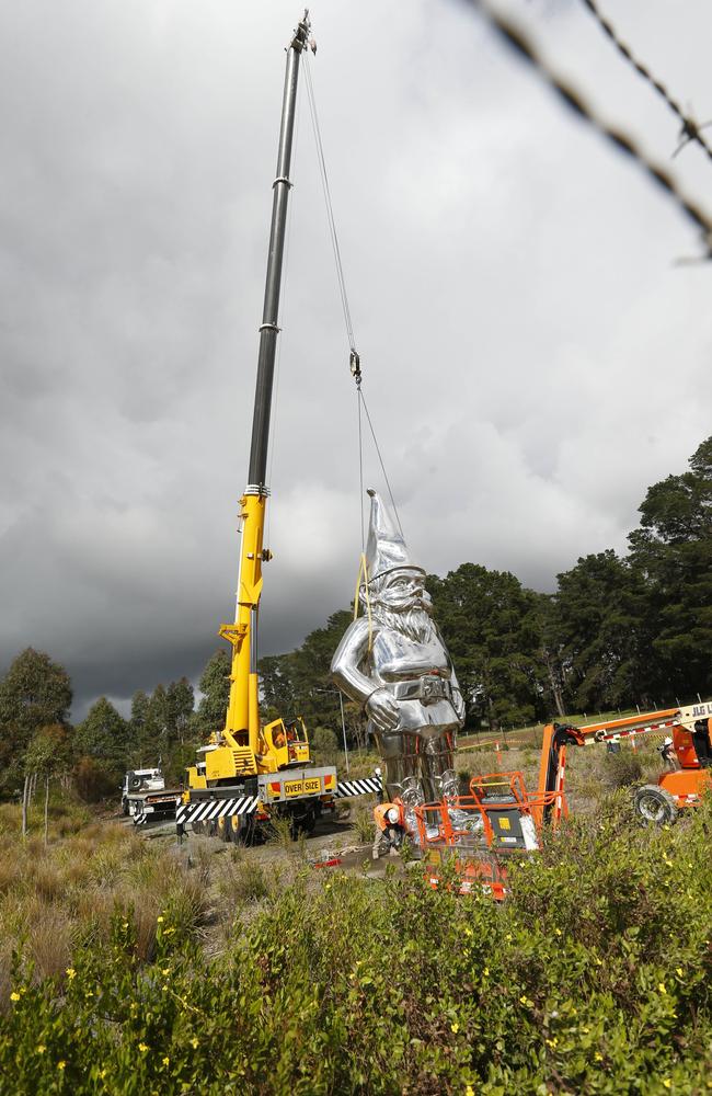 A crane lifts Frankie into the air. Picture: Valeriu Campan