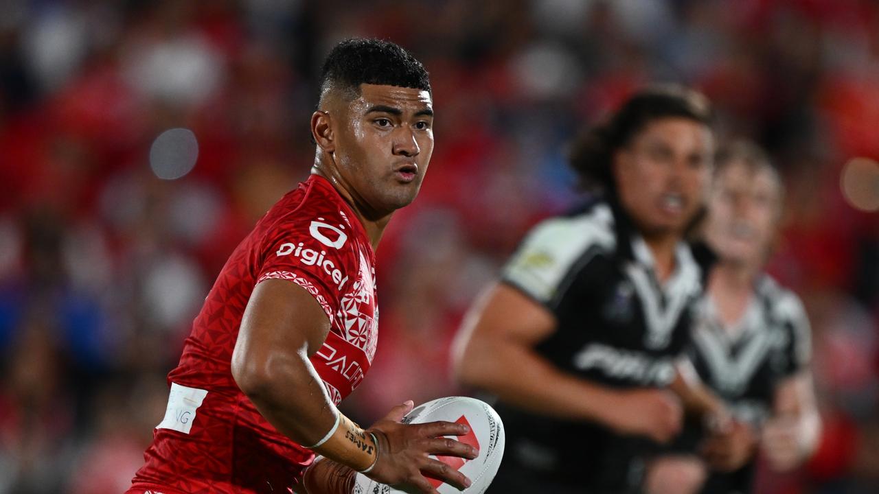 Isaiya Katoa is on track to be the game’s next elite halfback after a terrific Pacific Cup for Tonga. Picture: Hannah Peters/Getty Images