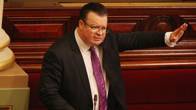 Liberal MP Bernie Finn does not stand for the Acknowledgement of Country. Picture: Michael Dodge