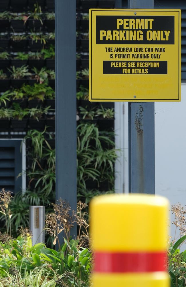 Permit parking sign at Andrew Love Cancer Centre. Picture: Mark Wilson