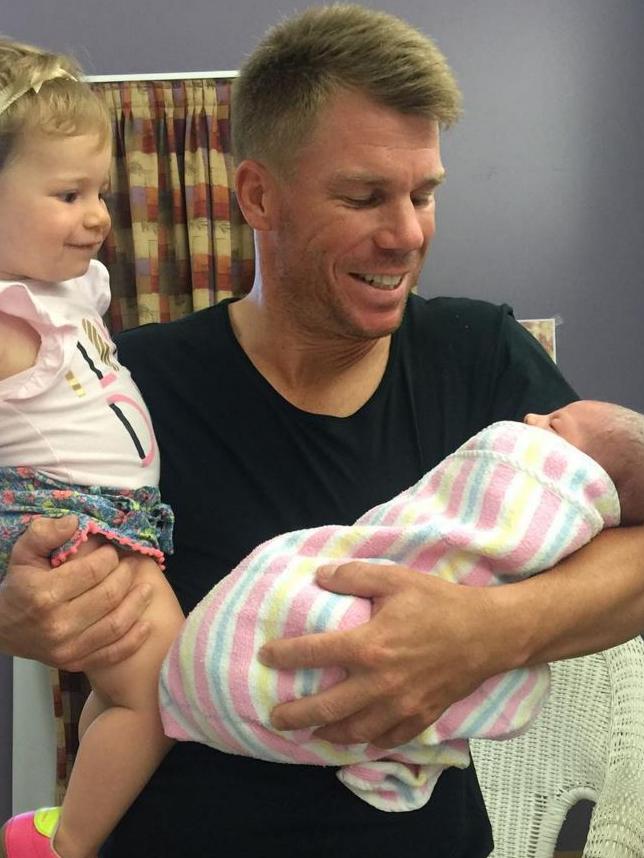 David Warner with Ivy and Indi. Picture: Instagram