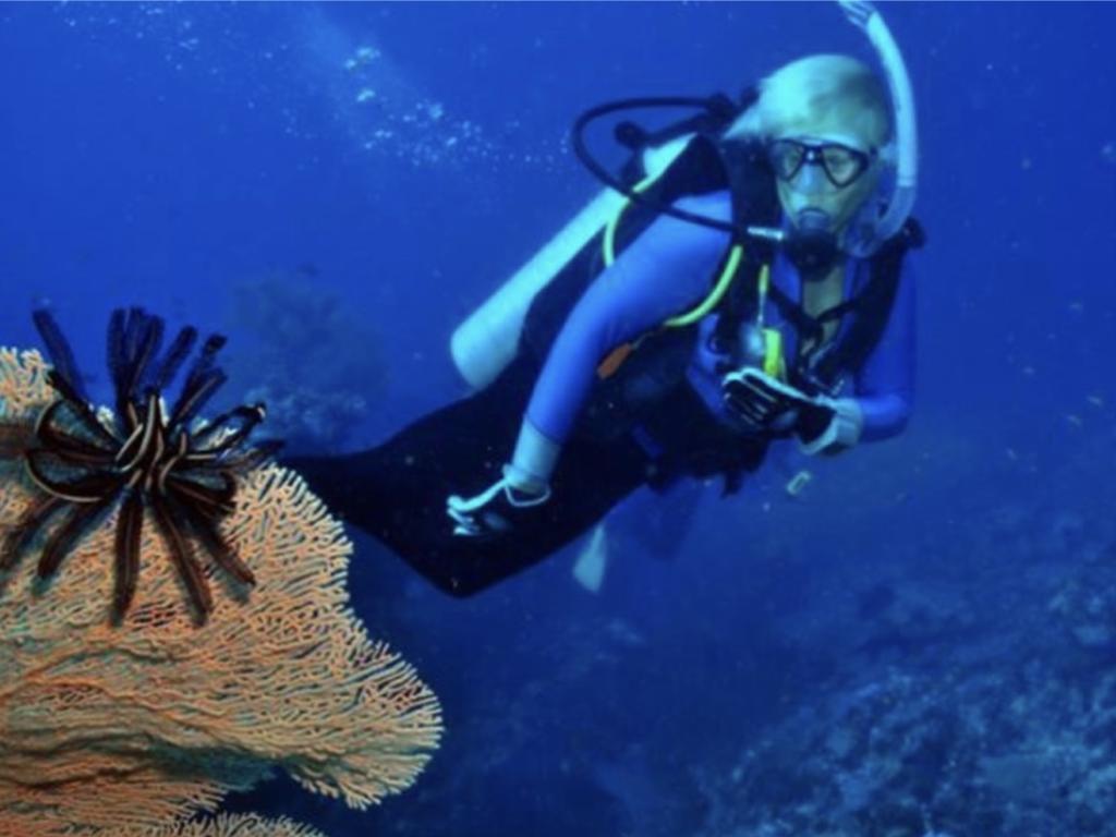 Deirdre diving in the Maldives in 2021. Picture: Supplied.