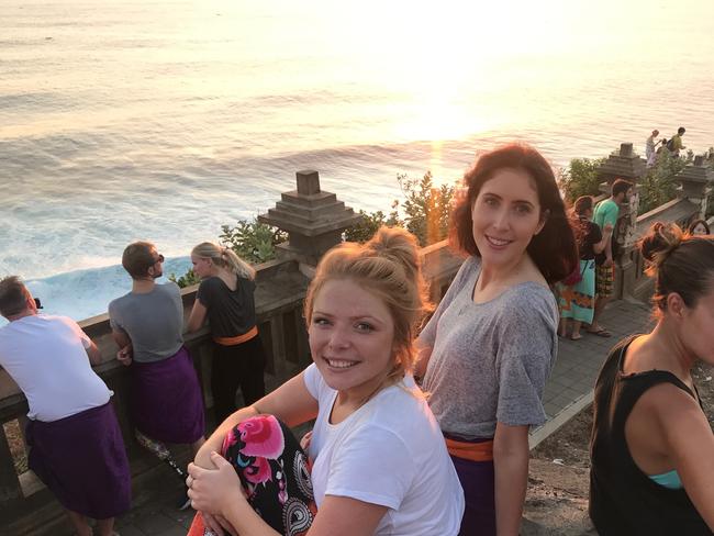 Taash and Mads brave the crowds at Uluwatu. Picture: Channel 9