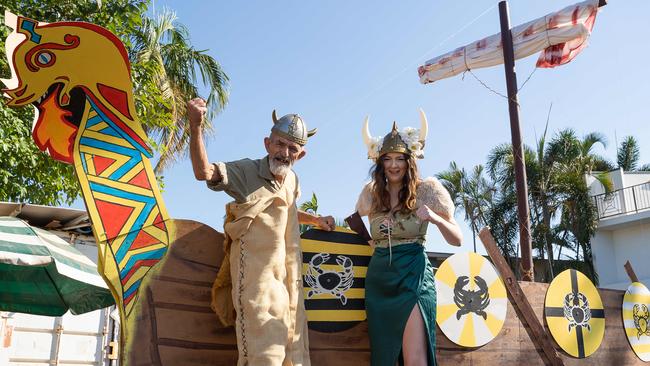 Richard Jesson and Sarah Meldrum at the preview for Viking Funeral at Dinah Beach Cruising Yacht Association. Picture: Pema Tamang Pakhrin