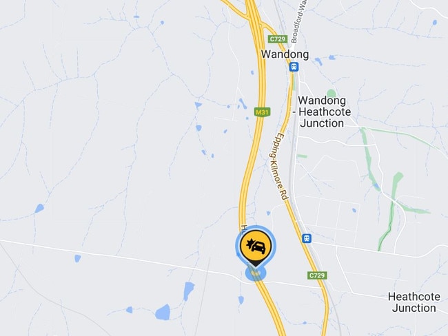 Emergency services called to a car rollover Melbourne-bound after the Wandong exit.