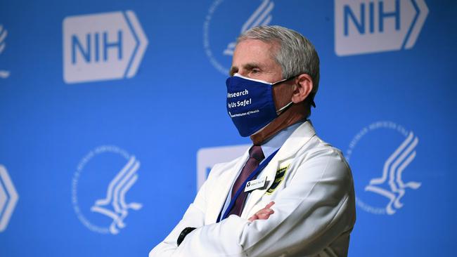 White House chief medical adviser on Covid-19 Dr Anthony Fauci listens to US President Joe Biden. Picture: AFP