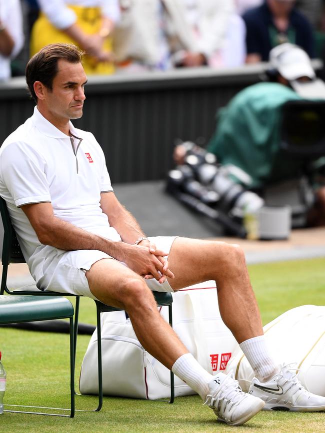 A shattered Roger Federer comes to terms with defeat. Picture: Getty Images