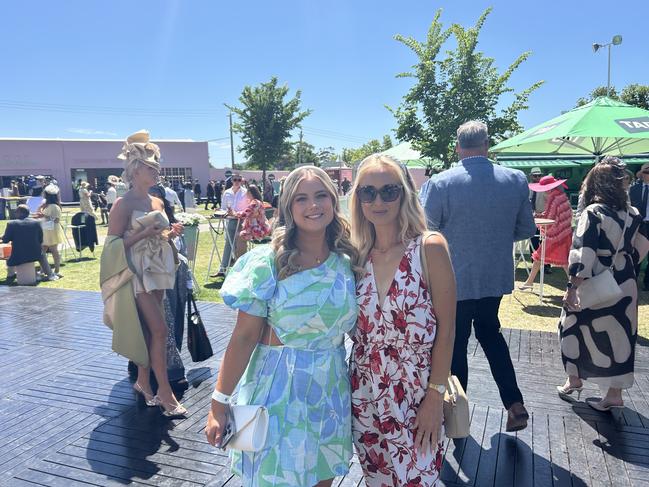 Kayla Periam and Courtney Kelly enjoying the Melbourne Cup. Picture: Oscar Jaeger