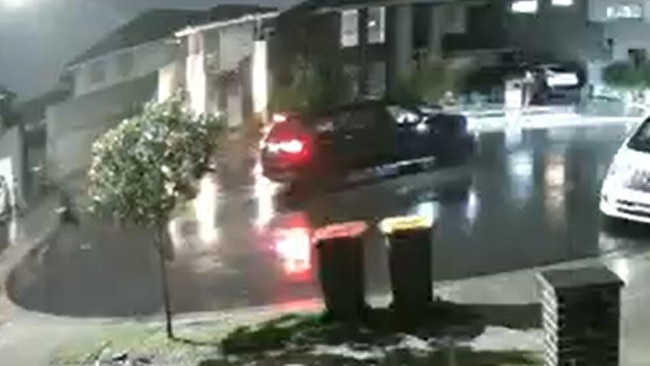 CCTV of the moment masked gunmen opened fire on a home in Marsden Park. Picture: Supplied