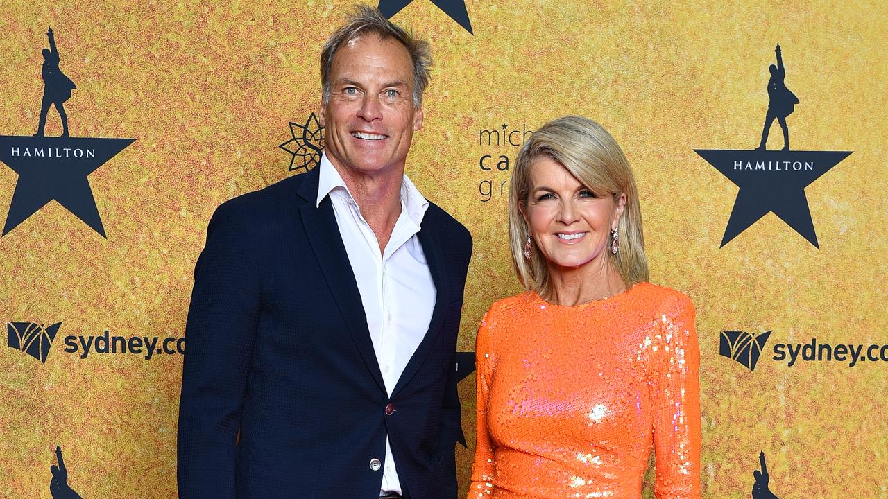 David Panton and Julie Bishop attend the Australian premiere of Hamilton in 2021. Picture: Wendell Teodoro / Getty Images