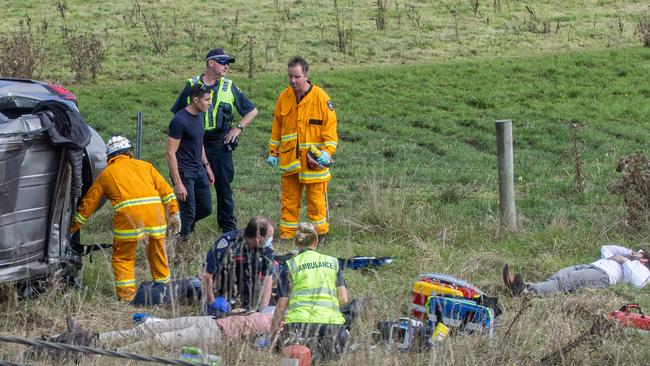 Four members of Prime Minister Scott Morrison’s security detail were injured. Picture: Jason Edwards