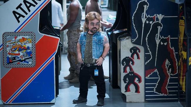 On set ... Dinklage, who plays a Donkey Kong champ in Pixels, is wistful for the old, social days of gaming in an arcade. Picture: Sony