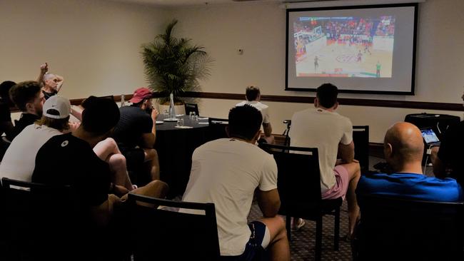 The gameday video session at the team hotel