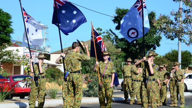 177 Army Cadet Nanango unit leads the Anzac Day marched at Nanango in 2016. Photo Keagan Elder / South Burnett Times