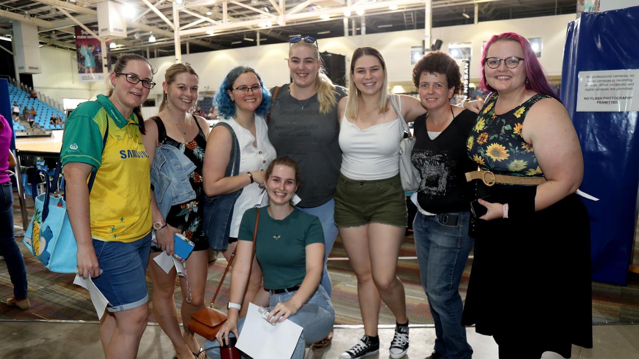 Super Netball game between Fever and Giants at Cairns pop up stadium. Tracey Dangaard, Danielle Glazier, Brodie Smart, Caitlin Booy, Carney Anderson, Indy Earle, Mel Fehlhaber and Emily Hare. PICTURE: STEWART McLEAN